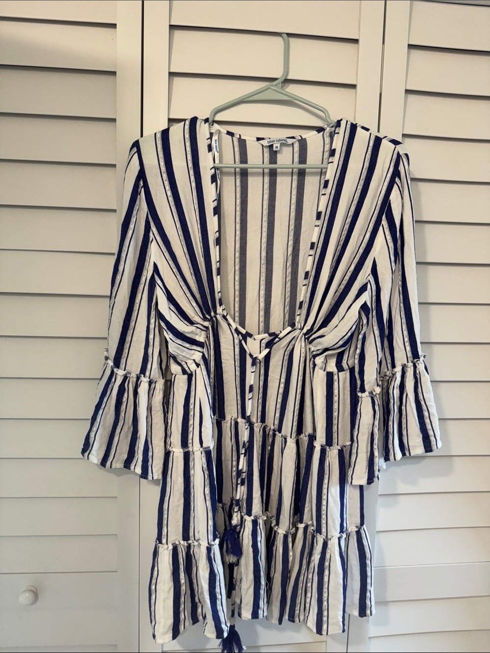 Blue Island Striped Navy and White Tiered bathing suit coverup/shirt